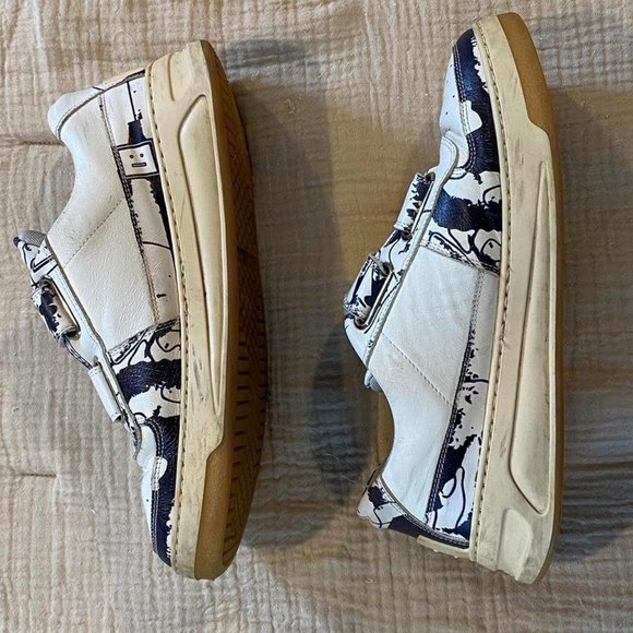 Acne Studios Steffey velcro strap sneakers in abstract face pattern, size 42 - Picture 3 of 4